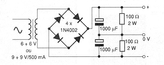 Figure 3 – Symmetric power source using a transformer with a simple secondary.
