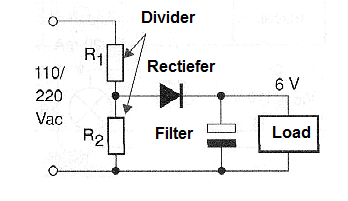 Figure 3 - Obtaining 6 V with a resistive divider.
