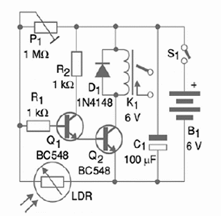 Figure 1 – Schematics for the light-activated switch
Figure 1 – Schematics for the light-activated switch