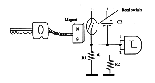 Figure 1- The circuit can be activcated by a small magnet
Figure 1- The circuit can be activcated by a small magnet
