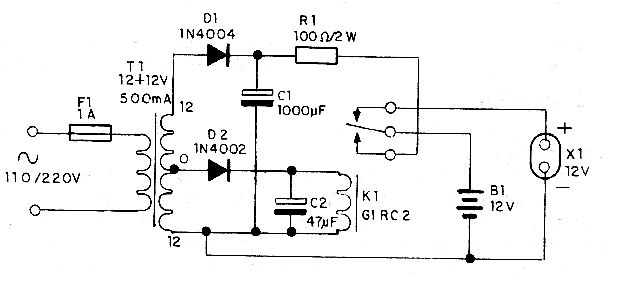 Figure 1 - Complete diagram of the emergency light system.
Figure 1 - Complete diagram of the emergency light system.