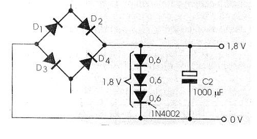 Figure 1 - Using common diodes as voltage references (zener).
Figure 1 - Using common diodes as voltage references (zener).