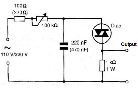 Figure 7 - Trigger with phase delay using diac
Figure 7 - Trigger with phase delay using diac