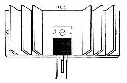 Figure 7 - Assembling a TRIAC on a heatsink
Figure 7 - Assembling a TRIAC on a heatsink