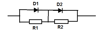 Figure 14 - Using resistors to distribute voltage in diodes in series
Figure 14 - Using resistors to distribute voltage in diodes in series