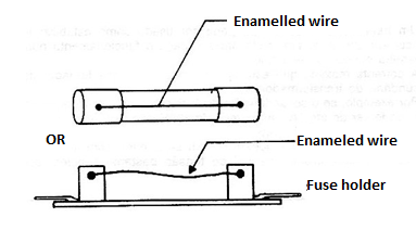 Figure 1 - Using enameled wires as fuses.
Figure 1 - Using enameled wires as fuses.
