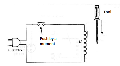 Figure 2 - Using a common coreless transformer as a degausser.
Figure 2 - Using a common coreless transformer as a degausser.