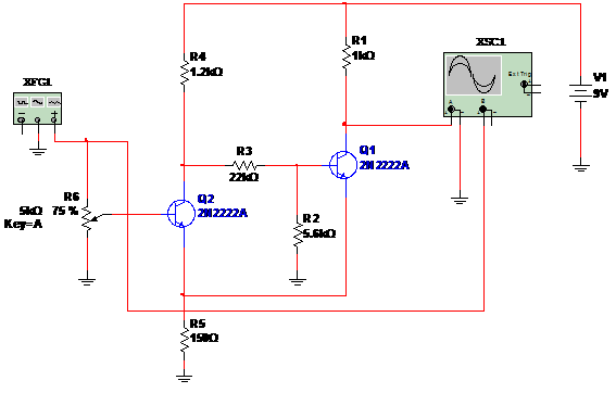 Figure 1 – Trigger using 2 transistors
Figure 1 – Trigger using 2 transistors