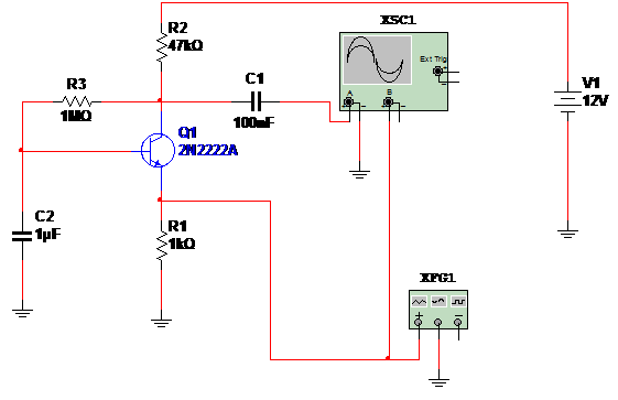Figure 1 – Schematics for the simulation with the Multisim Blue
Figure 1 – Schematics for the simulation with the Multisim Blue