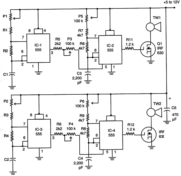 Figure 12 – Version using the 555 IC
Figure 12 – Version using the 555 IC