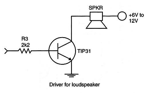 Figure 4 – Using a transistor drive stage
Figure 4 – Using a transistor drive stage