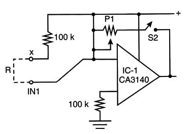 Figure 7 – Using the bio-amplfier as a resistance monitor
Figure 7 – Using the bio-amplfier as a resistance monitor