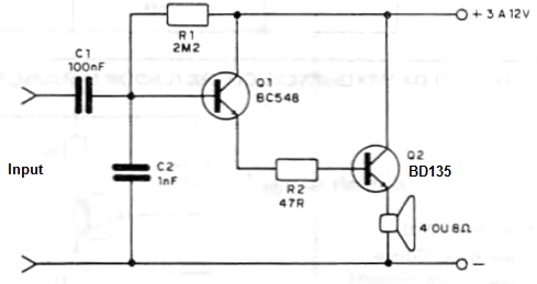 Two Transistor Audio Stage
Two Transistor Audio Stage