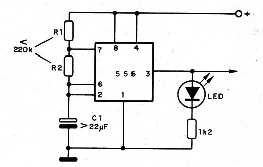 Figure 5 - Using a LED to monitor the operation
Figure 5 - Using a LED to monitor the operation