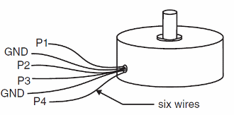 Figure 3 – Wires in a four-phase stepper motor
Figure 3 – Wires in a four-phase stepper motor