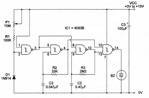    Figure 1 – Schematics for the alarm
