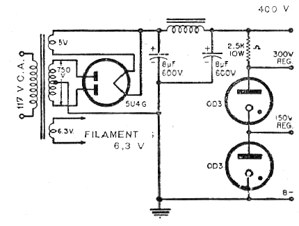 Figure 1 - Valve stabilized source circuit.
Figure 1 - Valve stabilized source circuit.