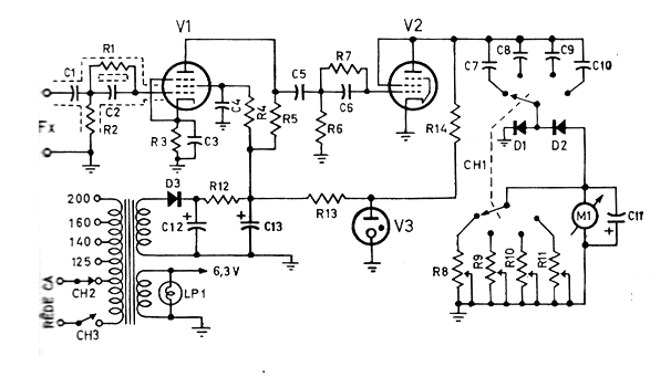 Figure 1 - Complete diagram of the frequency meter.
Figure 1 - Complete diagram of the frequency meter.