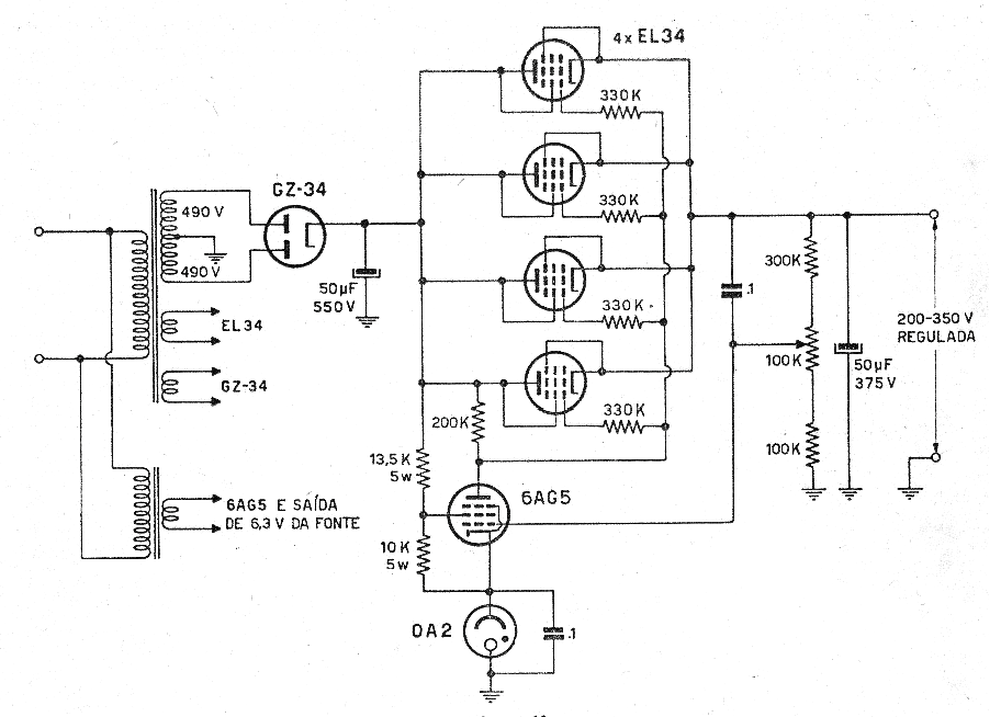 Figure 1 - Complete diagram of the stabilized voltage source.
Figure 1 - Complete diagram of the stabilized voltage source.