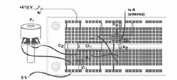 Figure 4 – The transmitter assembled using a proto-board
Figure 4 – The transmitter assembled using a proto-board