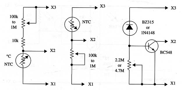 Figure 9 – Circuits for temperature sensors
Figure 9 – Circuits for temperature sensors