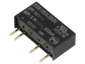 Thanks to the use of a SIP package, the isolated converter boasts a compact design.
Thanks to the use of a SIP package, the isolated converter boasts a compact design.