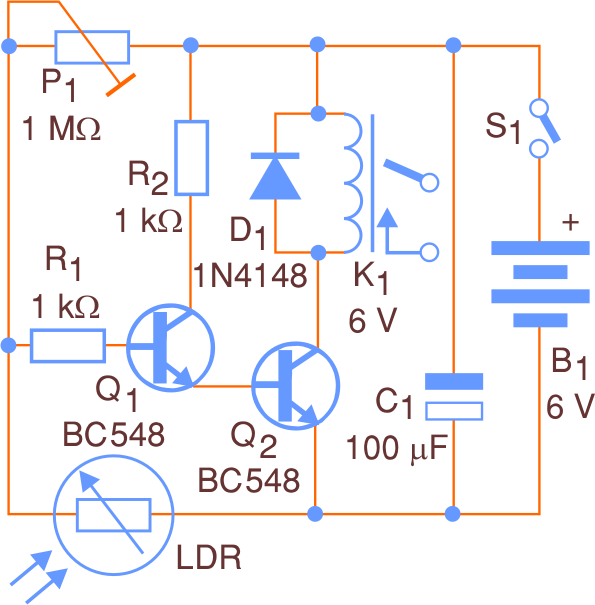 Figure 1 - Complete diagram of the photoelectric relay
Figure 1 - Complete diagram of the photoelectric relay