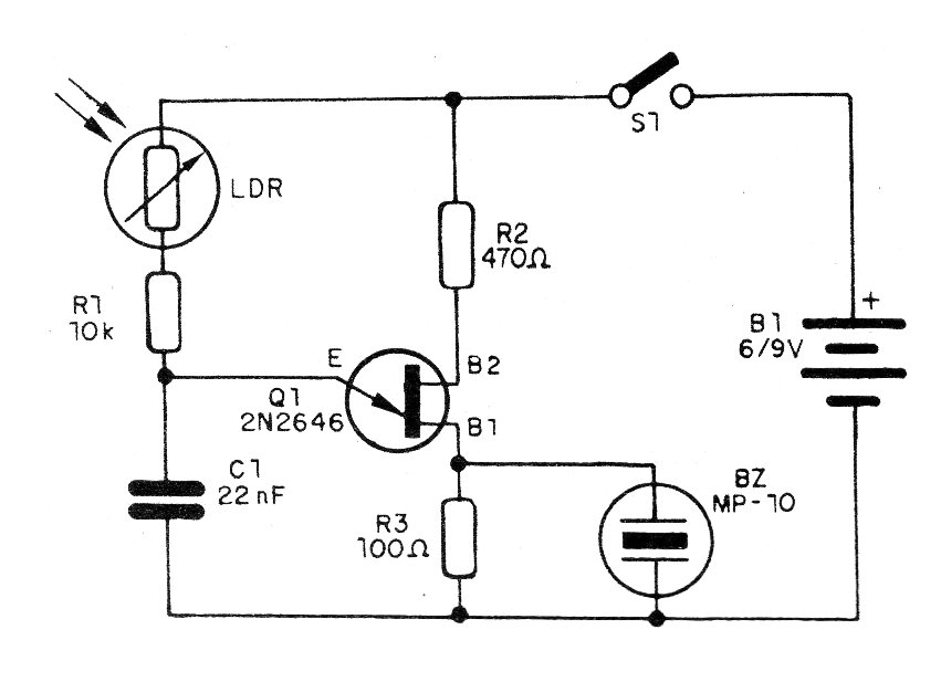 Figure 1 - Light-controlled oscillator circuit Figure 1 - Light-controlled oscillator circuit