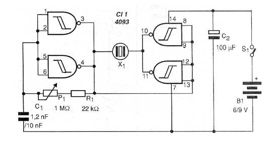 Figure 1 - Ultrasonic generator circuit Figure 1 - Ultrasonic generator circuit